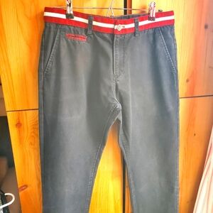 Bally Men's Black With Maroon Trim Chinos Size 32